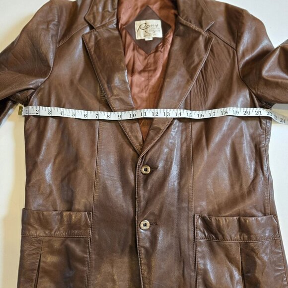 Vintage Remy Leather Blazer Mens 44 Brown Soft Pockets Lined Button Jacket - Picture 5 of 10